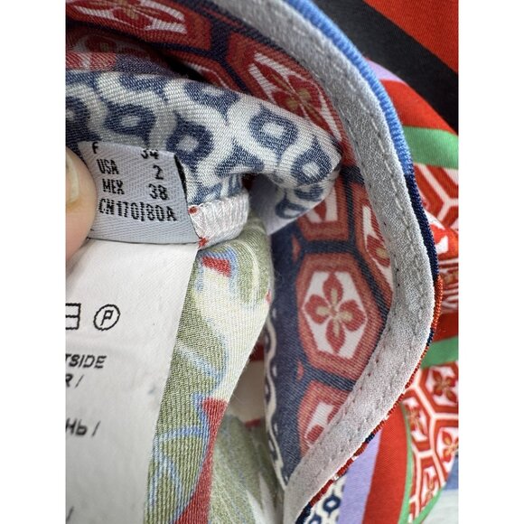 Pinko Women's Button Up Multi-Print Shirt Geometric Floral Size 2 - Picture 10 of 12